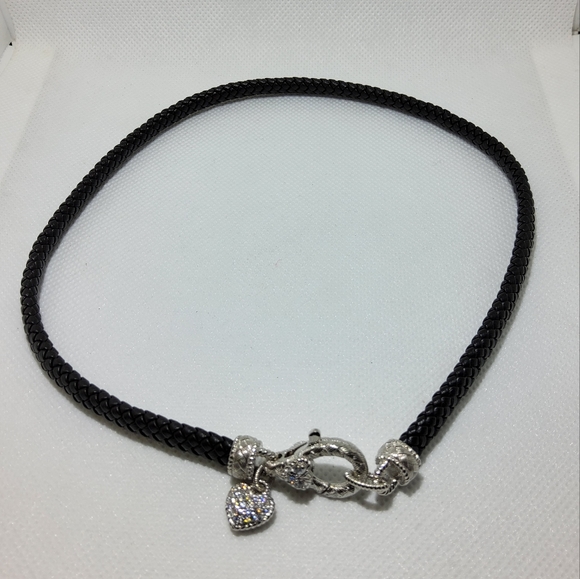 Judith Ripka Jewelry - Judith Ripka Braided Necklace W/ Heart Charm